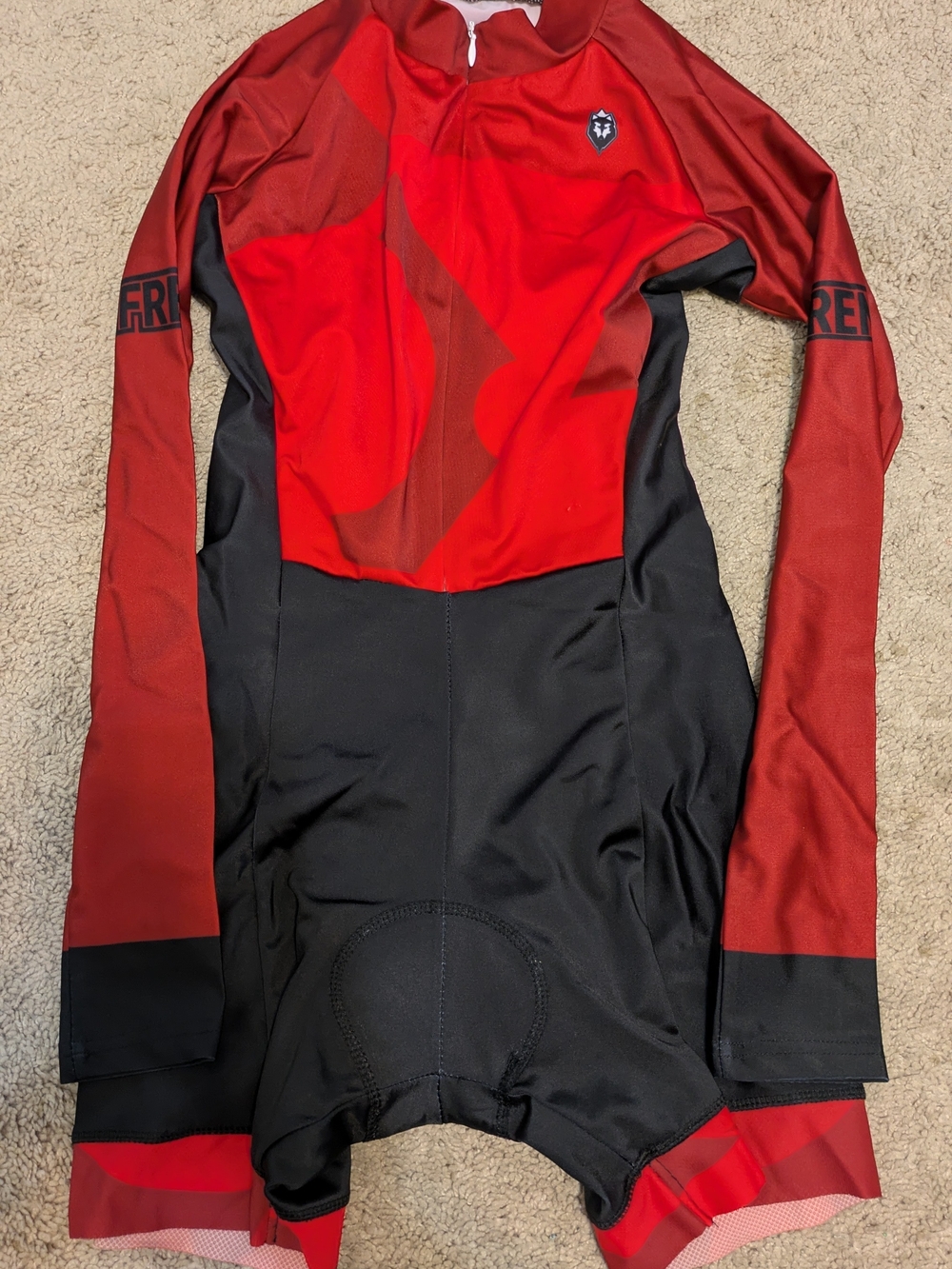 Frenesi women Cycling trisuit S Red/Black Colorblock Padded Zip Front